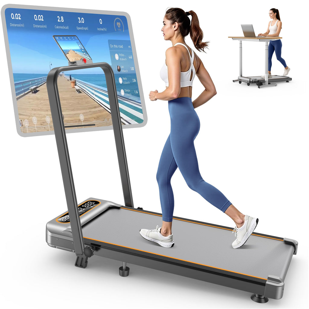 Foldable Treadmill With 10% Incline Upgrade 3.5Hp Low Noise Walking Pad Treadmill With Handle Bar Rayspace 4 In 1 Portable Under