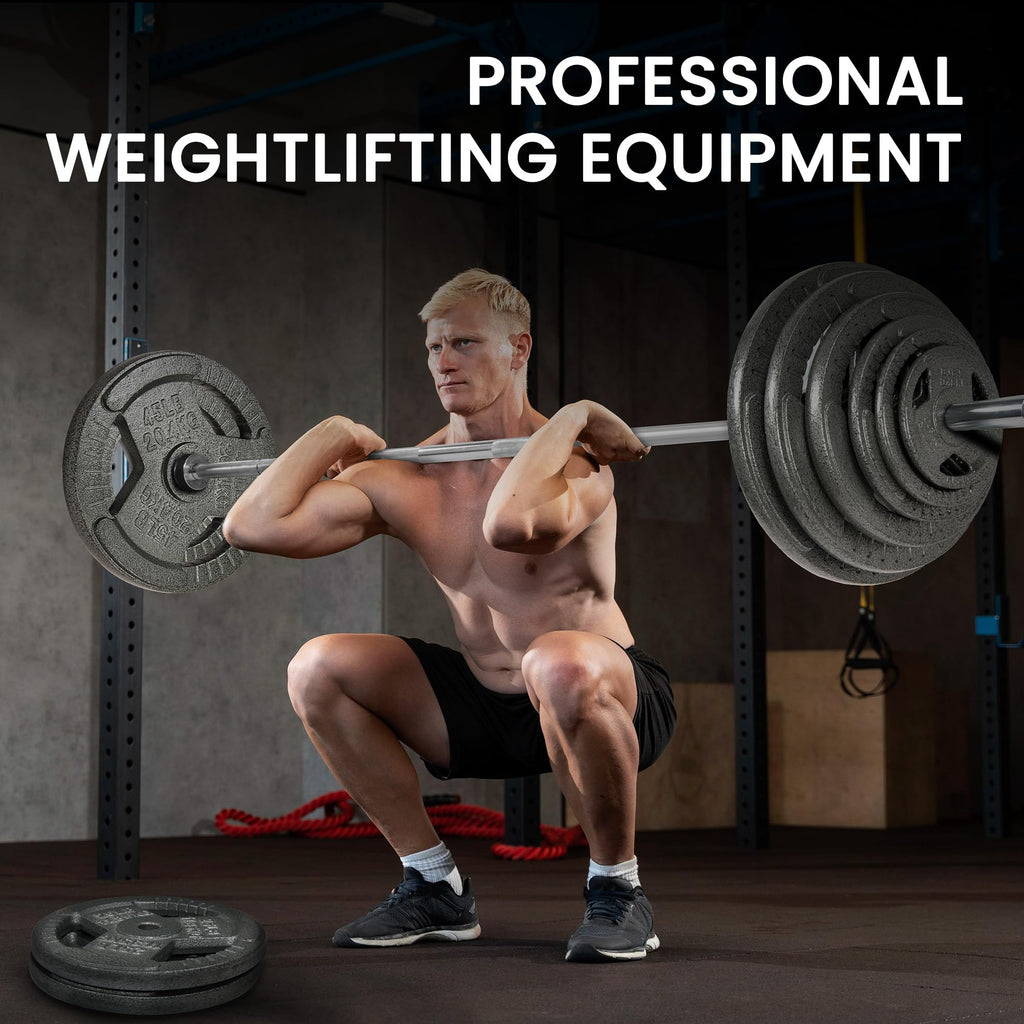 Fitvids Olympic 2-Inch Barbell Bar for Weightlifting and Powerlifting - 700 Pound Capacity - 6-Foot - Silver