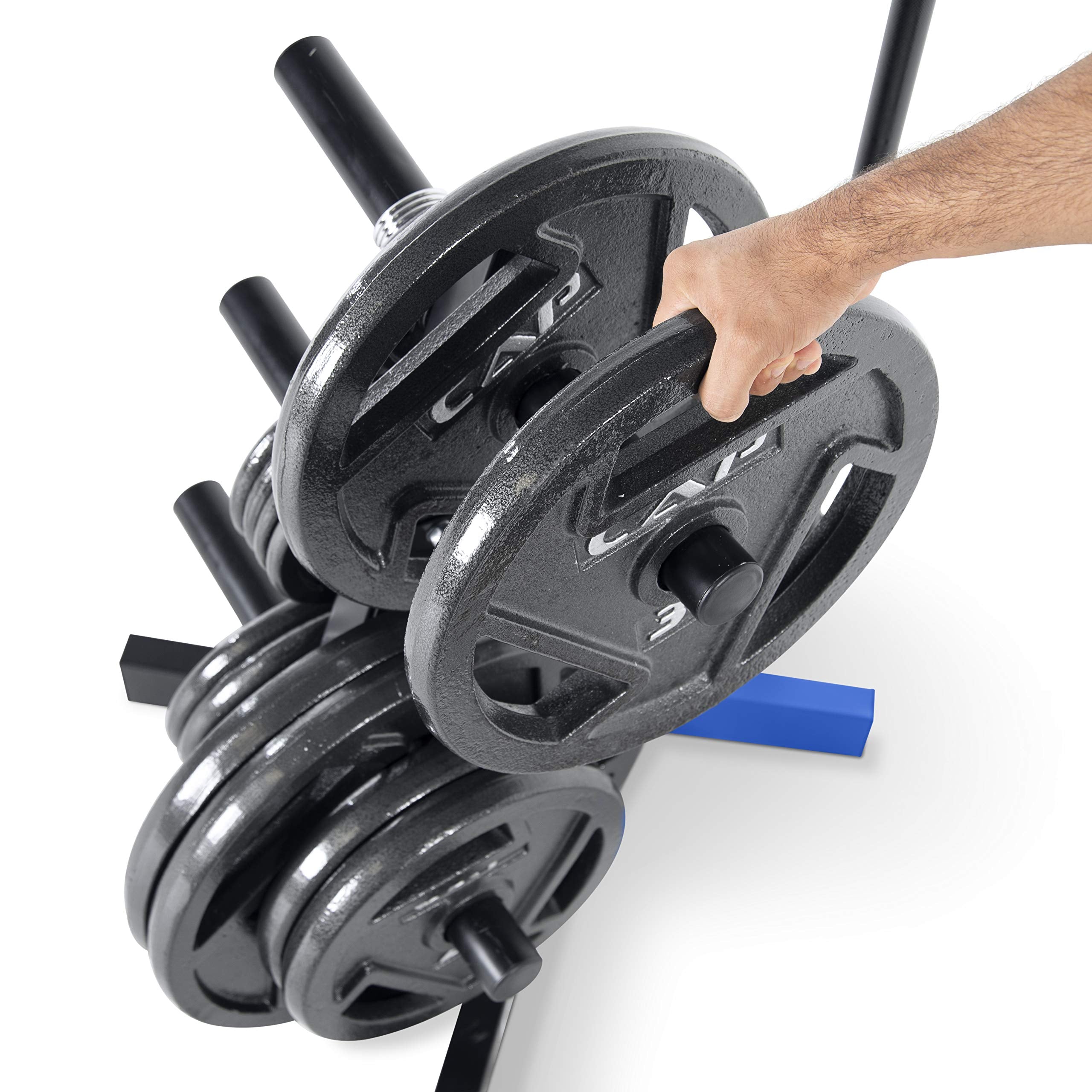 Cap Barbell Olympic Plate Tree Storage Rack For Weights And Bar, Blue
