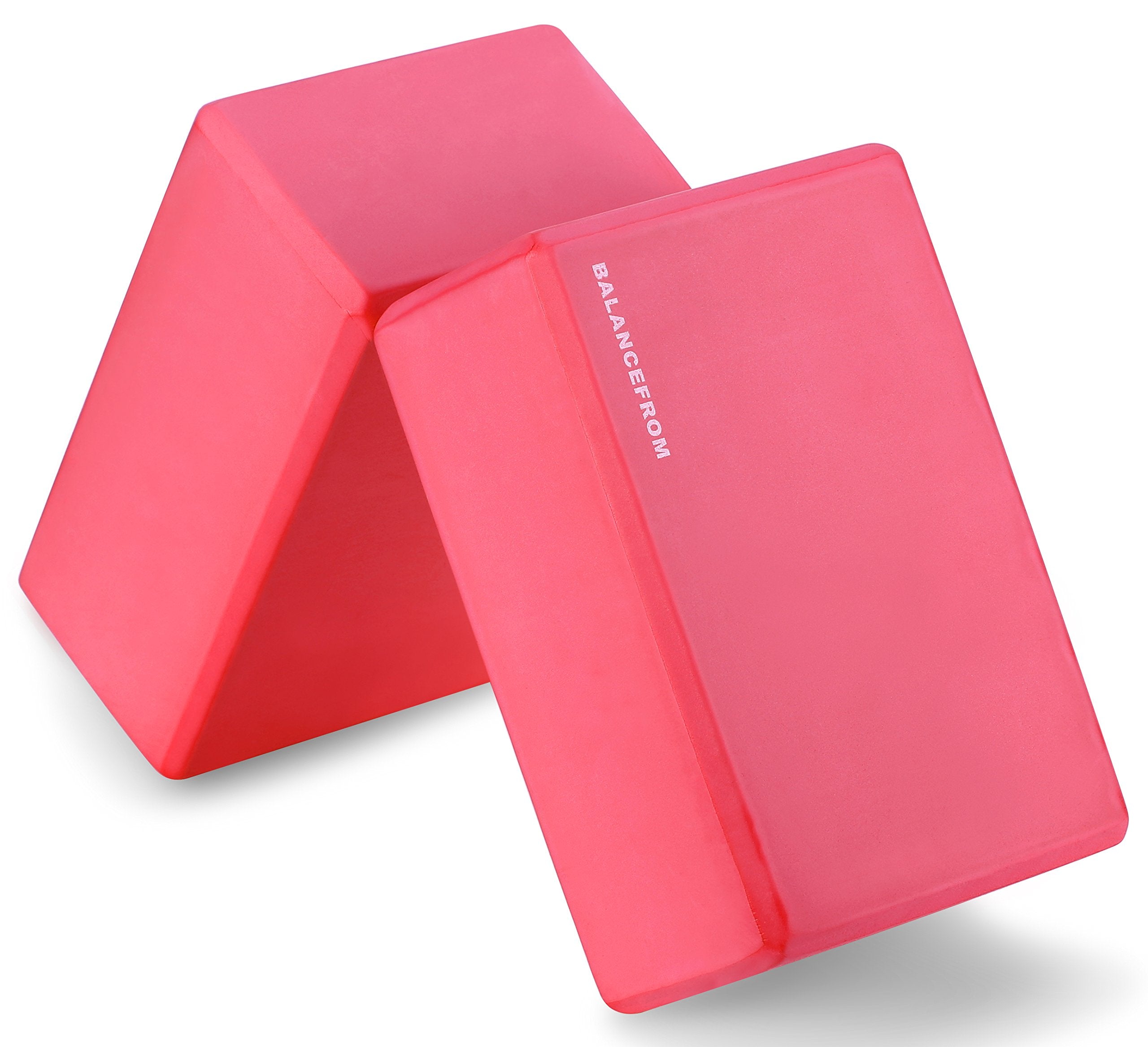 Balancefrom Set Of 2 High Density Yoga Blocks, 9''X6''X4'' Each, Pair (Red)