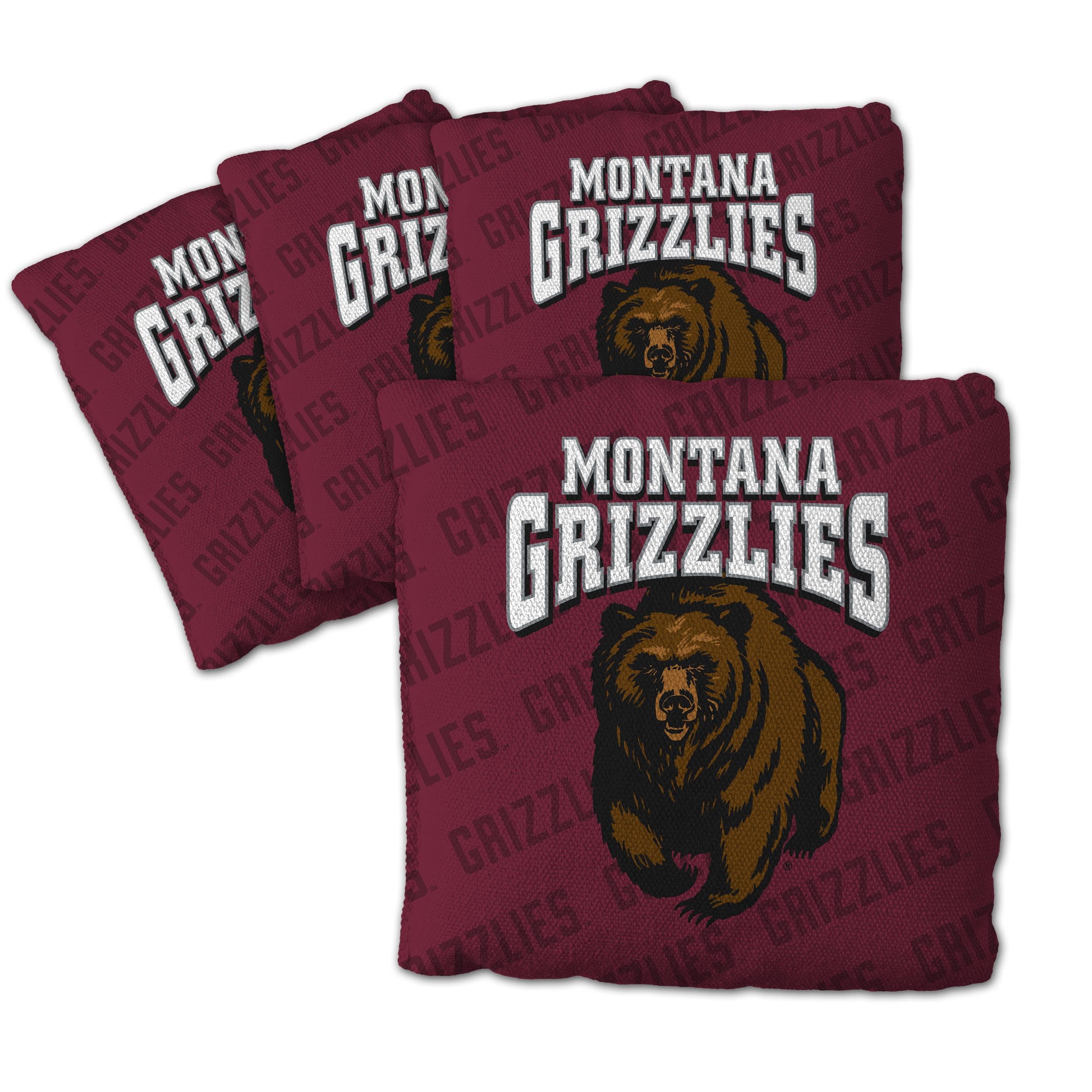 YouTheFan Officially-Licensed NCAA Montana Grizzlies Set of 4 Cornhole Bags - All Weather Regulation 6    x 6    Size - 16oz Wei