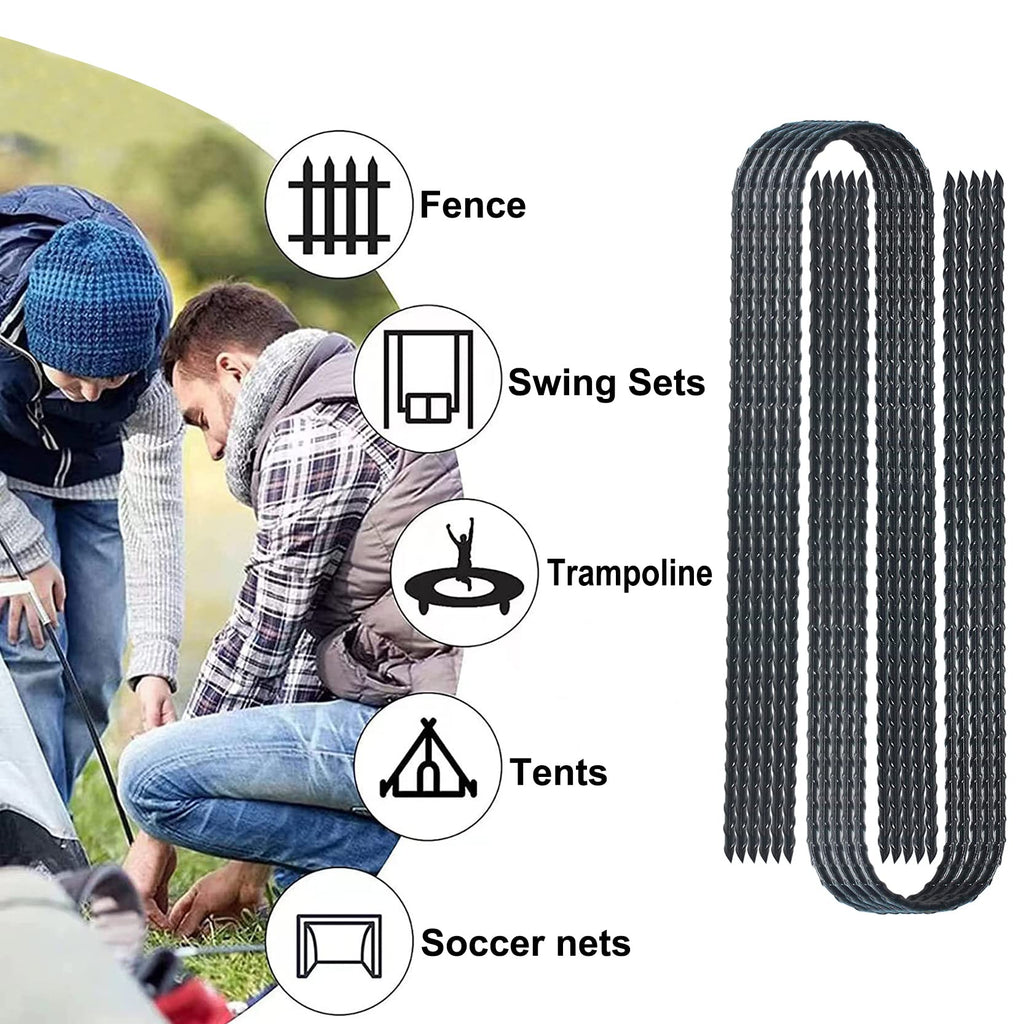 Trampolines Wind Stakes 24 Pack, 12 Inch Heavy Duty U Shaped Rebar Stake Ground Anchors Galvanized Steel Safety Trampoline Ancho