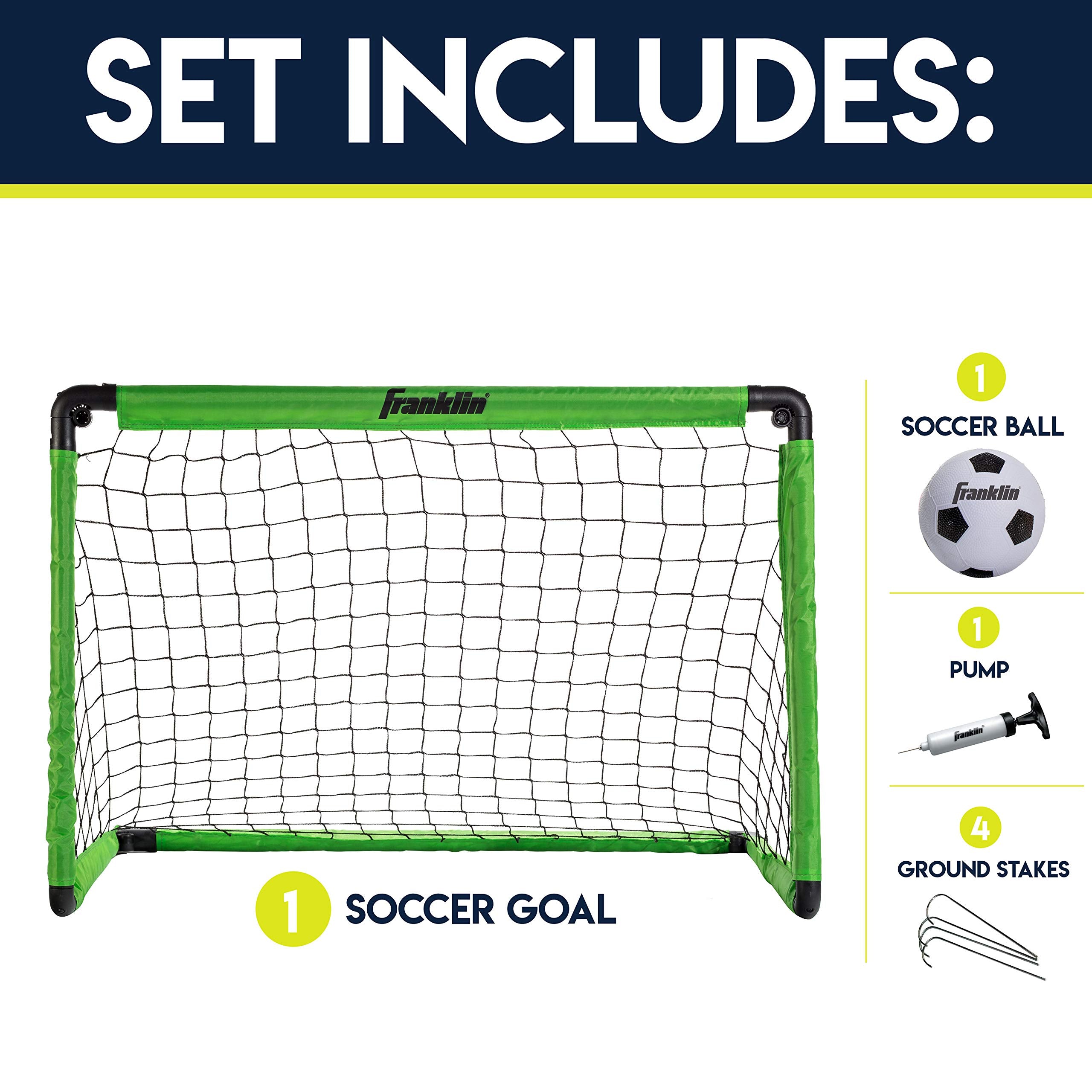 Franklin Sports Kids Mini Soccer Goal Set - Backyard/Indoor Mini Net + Ball Set With Pump - Portable Folding Youth Goal Set - 36