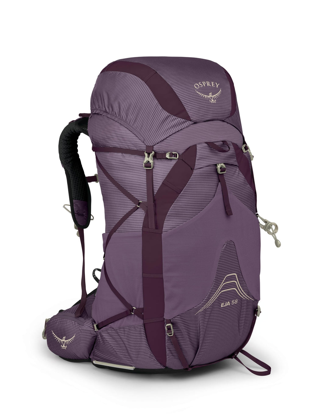 Osprey Eja 58L Womens Ultralight Backpacking Backpack, Purple Dusk, WXS/S