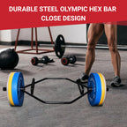 Fitvids 2-Inch Olympic Hex Weight Lifting Trap Bar with Long and Rotating Sleeves, Close Design
