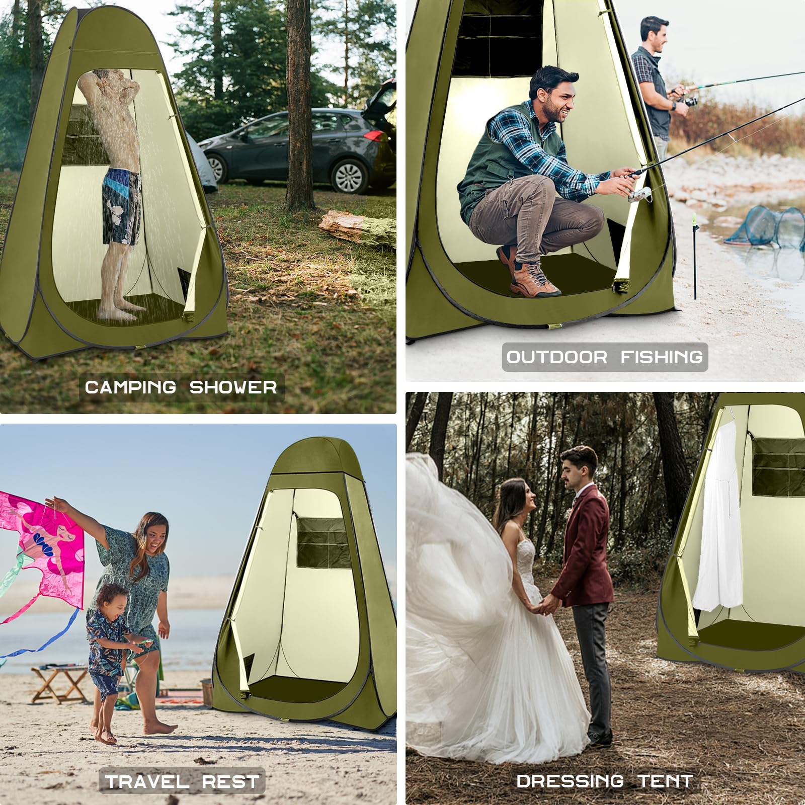 Brian & Dany Pop Up Shower Tent, Portable Changing Tent With Rain Shelter & Windows, Privacy Camping Tent For Hiking Beach, Upf