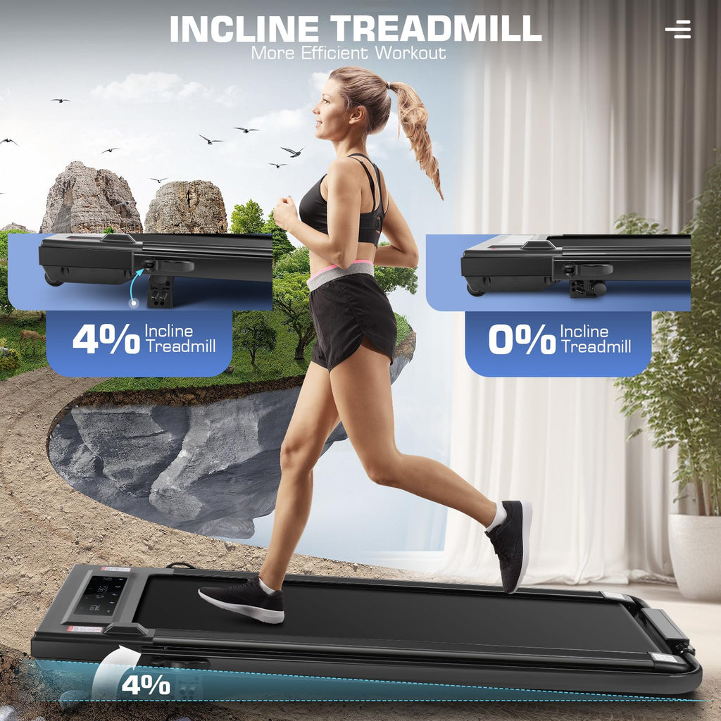 Ancheer Treadmill With Handle Bar, 3.0 Hp Foldable Walking Pad With 12% Incline And Handles, 320 Lbs Capacity-Portable Under Des