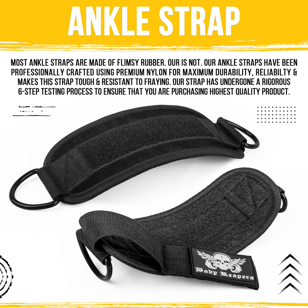 Body Reapers Gym Ankle Strap For Cable Machine, Adjustable Ankle Straps For Working Out, Neoprene Padded For Glute Kickbacks & L