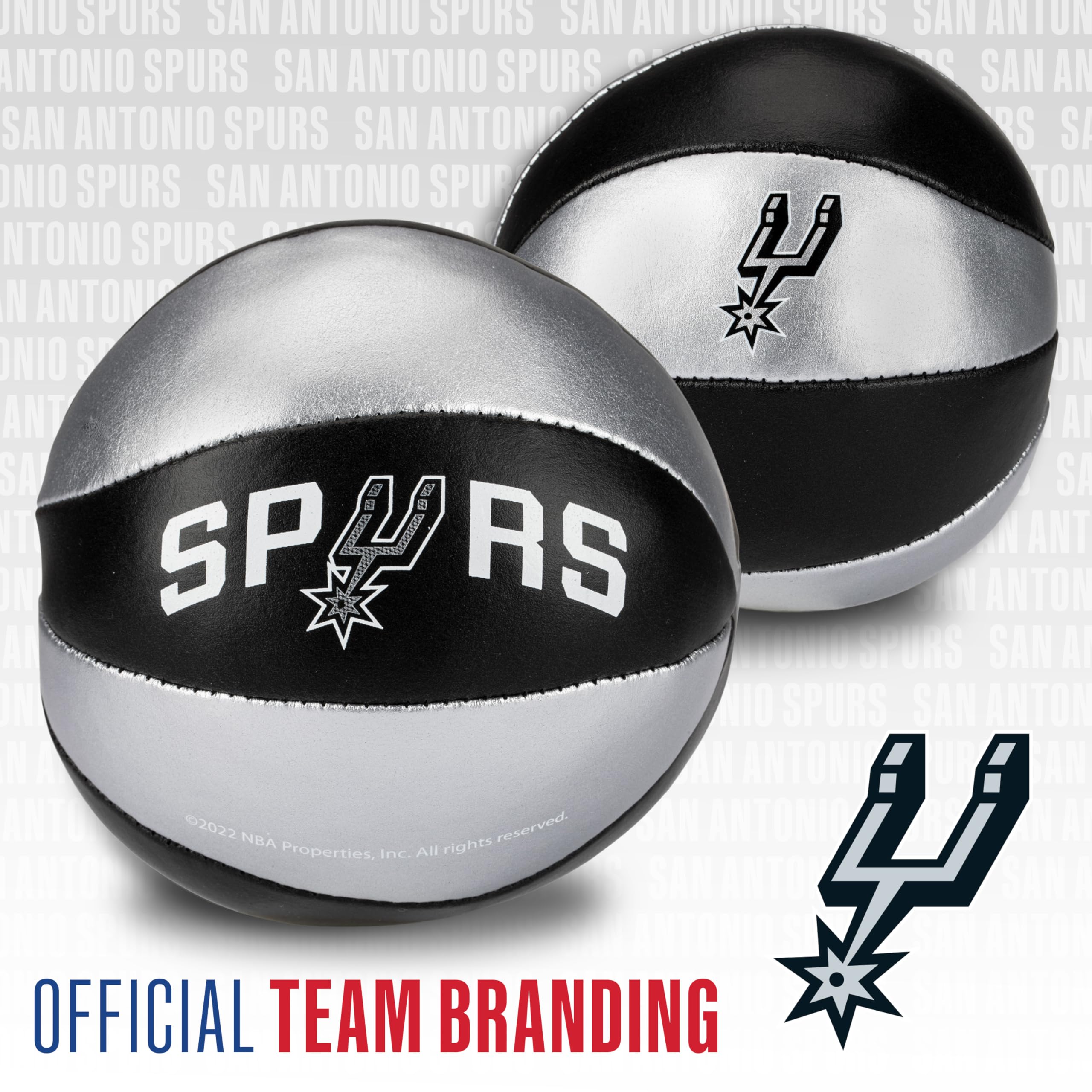 Franklin Sports Nba San Antonio Spurs Toy Basketballs - 2 Pack Of Kids Soft Mini Basketballs For Over The Door + Indoor Hoops -