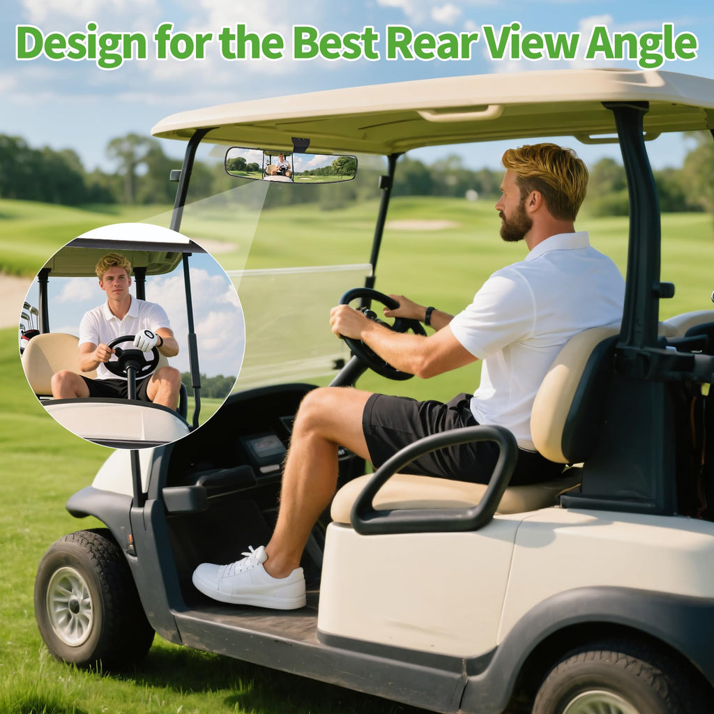 10L0L Universal Adjustable Golf Cart Panoramic Rear View Mirror, Rotatable 270 Rotation 16.5''Wide Angle Full Rearview Mirror Fo