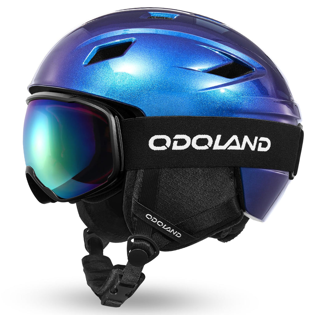 Odoland Ski Helmet and Goggles Set for Adults & Youth, Snowboard Helmet with Goggles - Shockproof Winter Sports Helmet with Prot