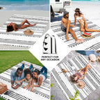 Large Beach Blanket For 1-4 Adults, 78''  86'' Waterproof Sandproof Beach Blankets With 4 Stakes & 4 Corner Pockets, Polyester L