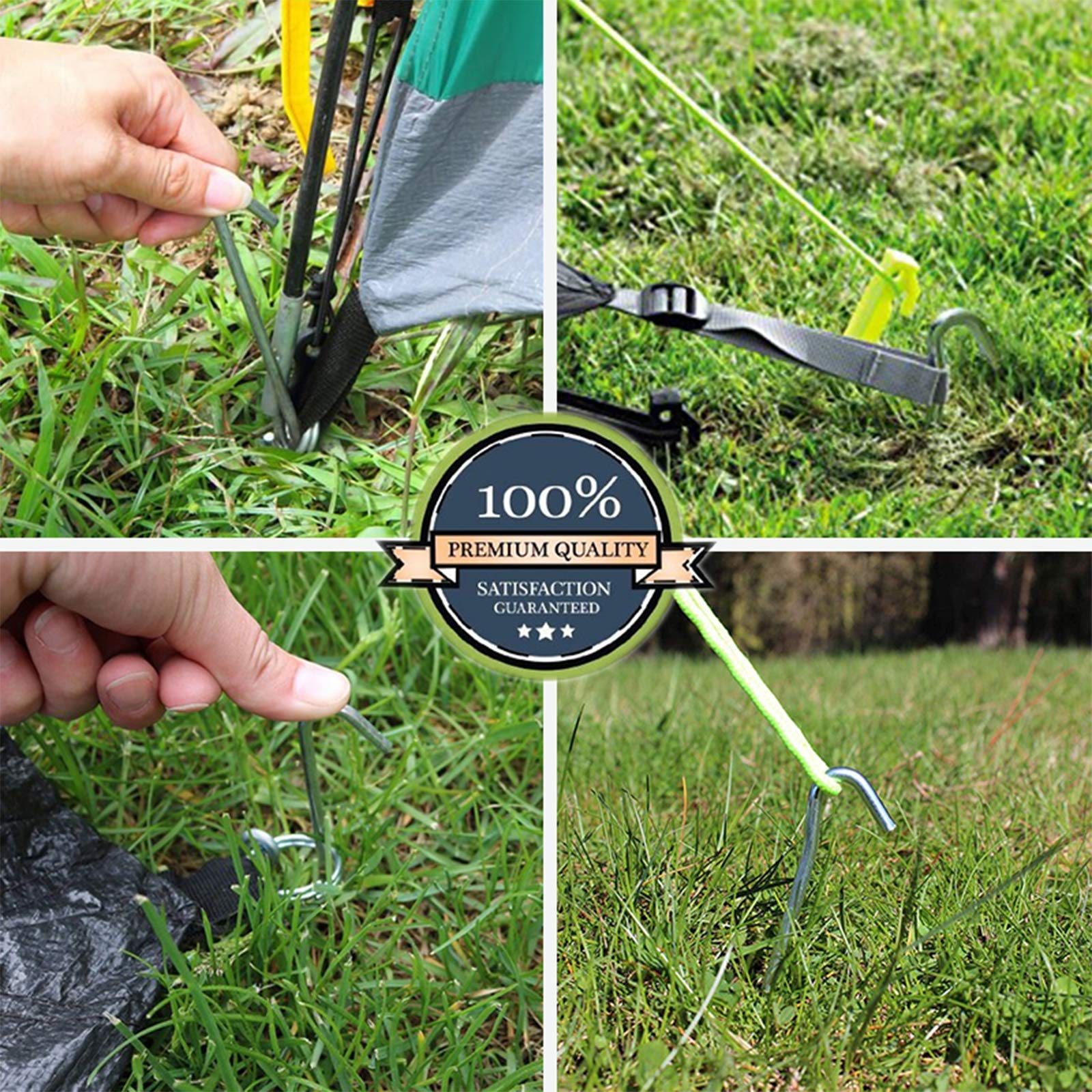 Huji 20Pcs Galvanized Steel Tent Pegs Stakes