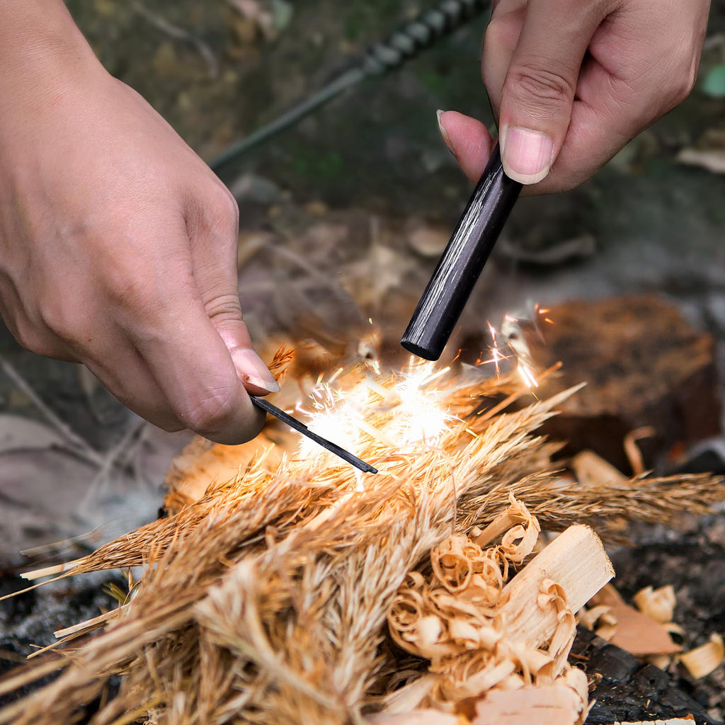 Exbuevue Fire Starter, 5'' Ferro Rod Outdoor Survival Tools Flint And Steel And Stricker For Bushcraft, Camping, Hiking Kits