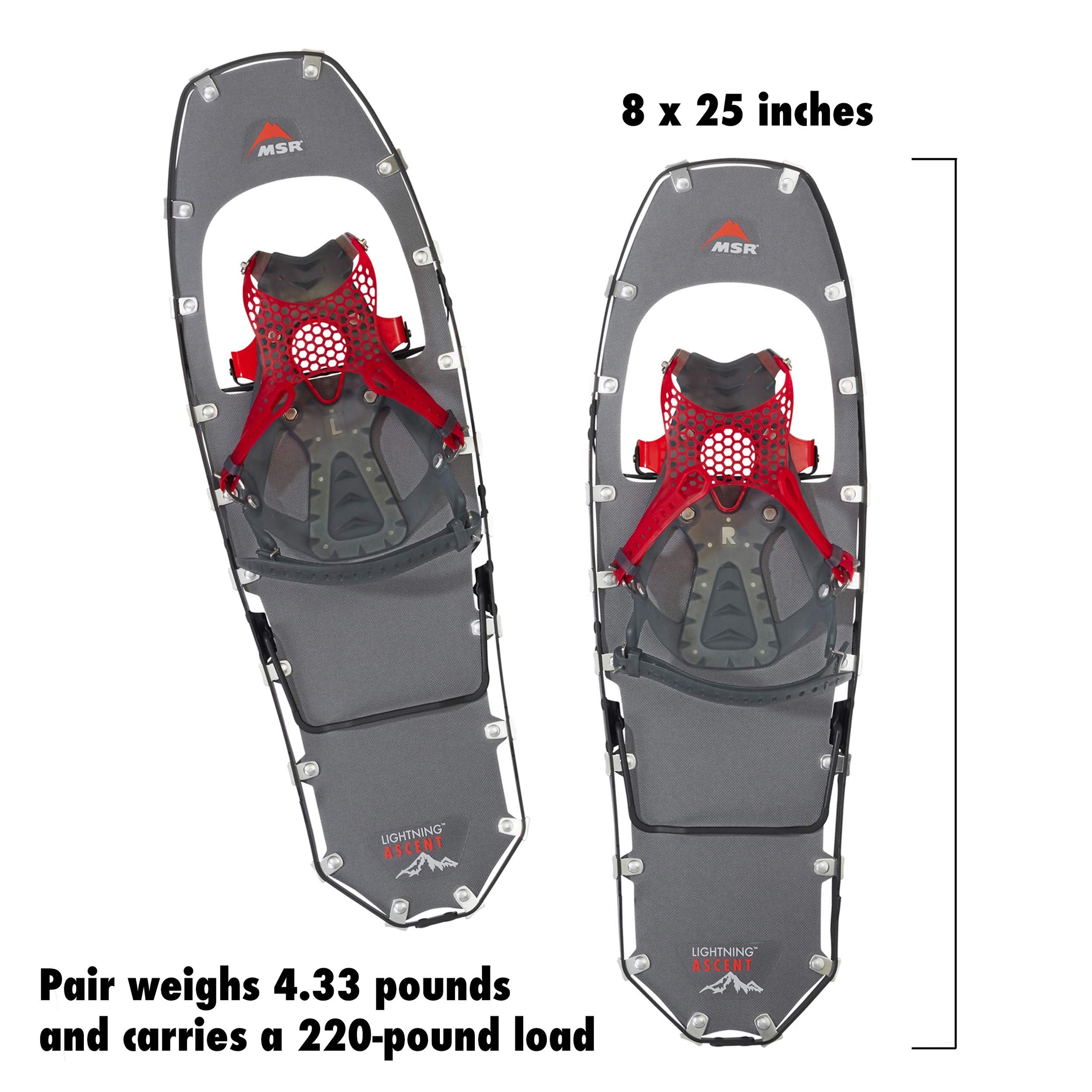 MSR Lightning Ascent Backcountry & Mountaineering Snowshoes with Paragon Bindings, 25 Inch Pair, Black