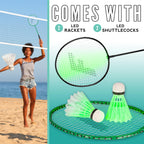 Franklin Sports Badminton Rackets - Glow In The Dark 2 Player Racket Set - Set Of 2 Rackets +2 Birdies - Backyard Badminton Rack