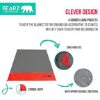 Bearz Outdoor Pocket Blanket - Beach Blanket Waterproof Sandproof, Picnic Blankets Waterproof Foldable, Lightweight & Compact Fo
