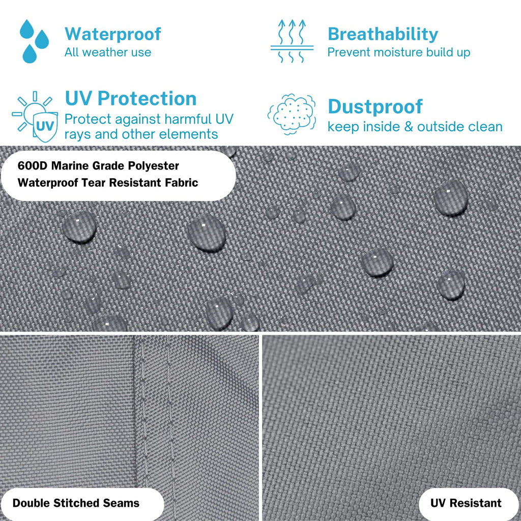 Savvycraft Heavy Duty Outboard Motor Cover, Waterproof 600D Polyester Full Size Boat Engine Cover For Motor Up To 175-225 Hp Gra