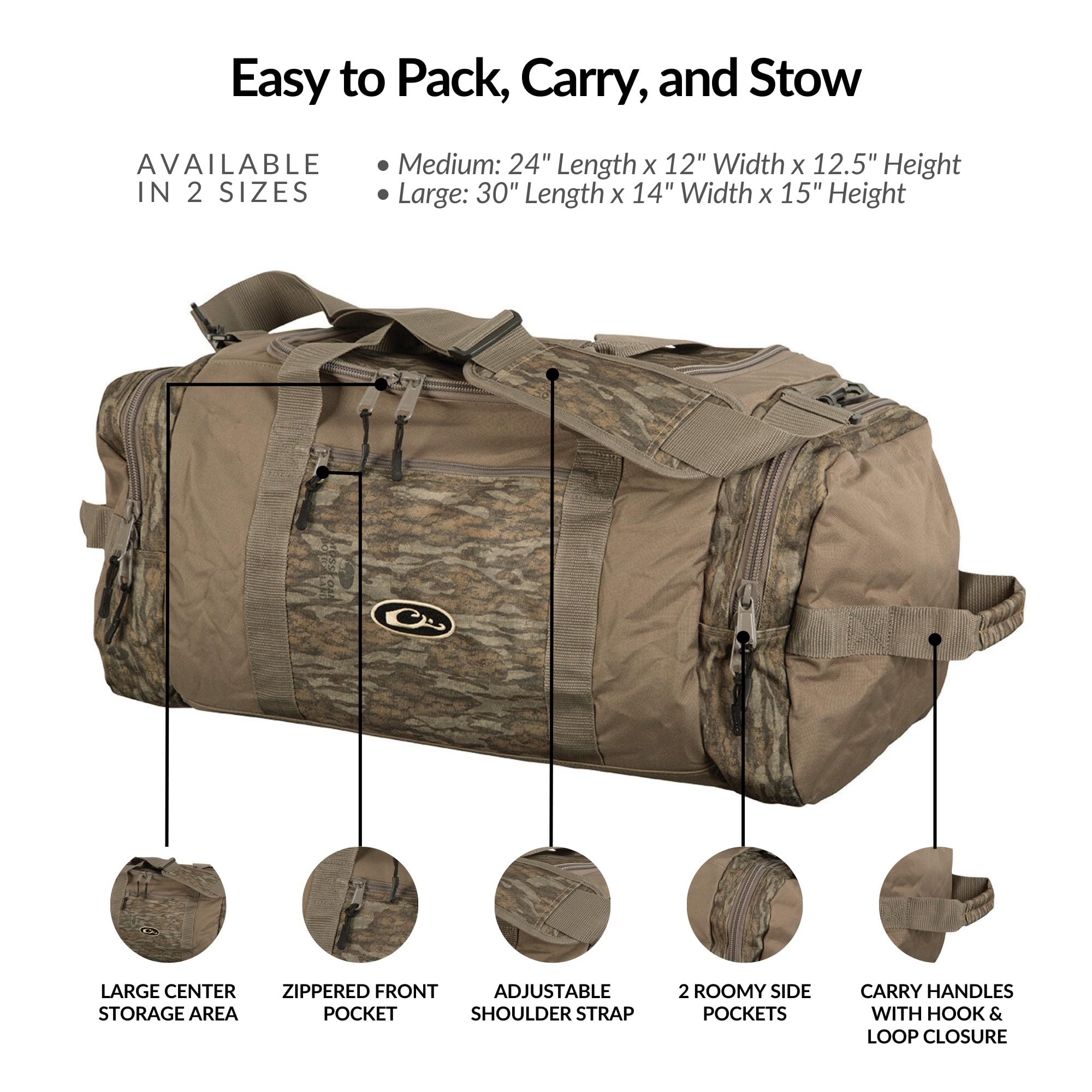 Drake Waterfowl Hunting Travel Duffle Bag, Bottomland, Large