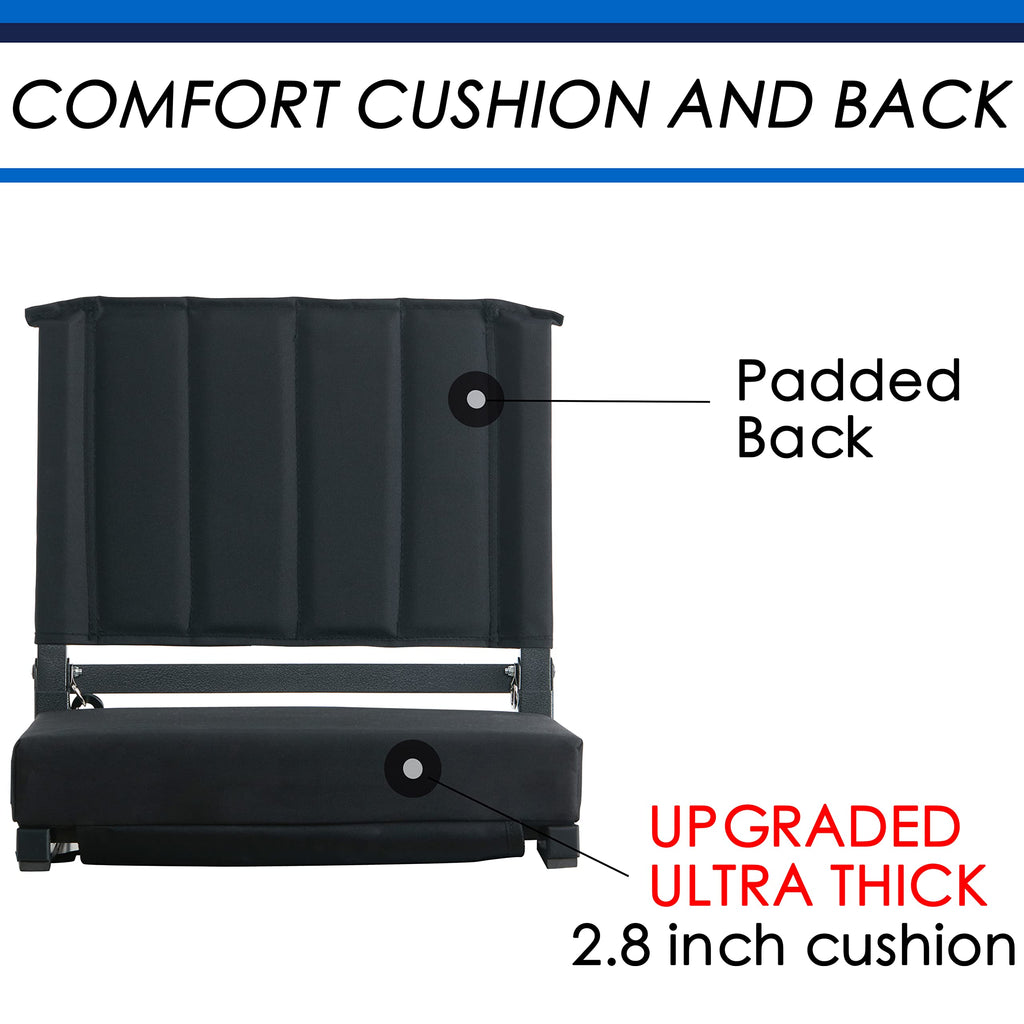 SPORT BEATS Stadium Seats with Back Support Bleacher Chairs with Back and Cushion Thick Padded Bleacher Seats Includes Shoulder