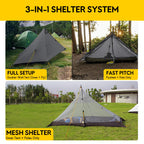 Lanshan Ultralight Tent 3-Season Waterproof Backpacking Tent For 1-Person Camping, Trekking, Climbing, Hiking, 1 Person, Dark Gr