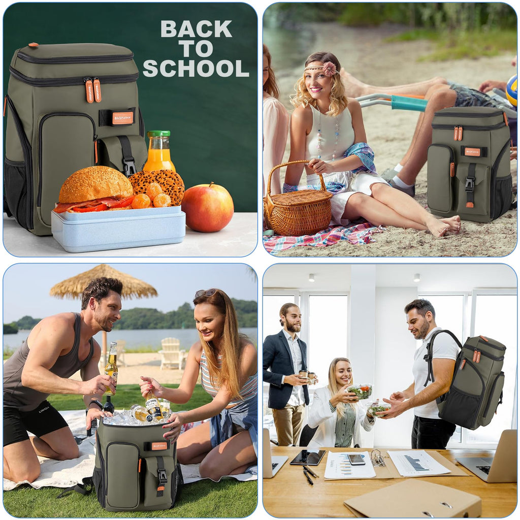 Insulated Cooler Backpack,33 Cans Multifunctional Double Deck Leakproof Cooler Bag With Sternum Strap,Large Capacity Lightweight