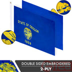G128 Oregon State Flag  3X5 Ft  Double Toughweave Series Double Sided Embroidered 210D Polyester  Embroidered Design, Indooroutd
