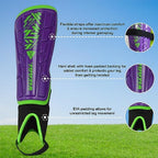Malaga Soccer Shin Guard with Adjustable Straps-Purple/Green - Vizari Sports