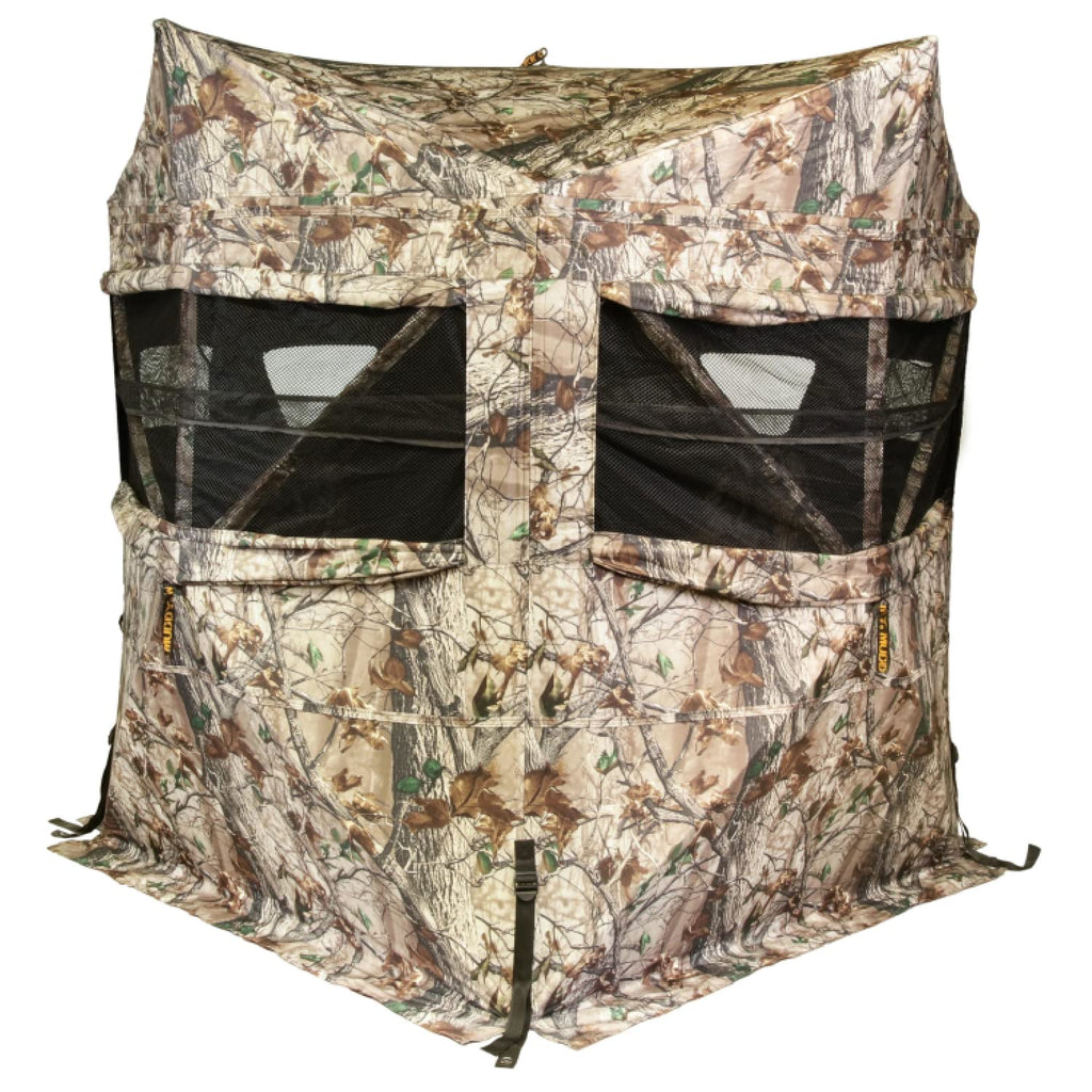 Muddy Outdoors Twin Peaks Heavy-Duty Water-Resistant 2-Person Hub-Style Hunting Ground Blind, Multi (Mud-Mgbtp)