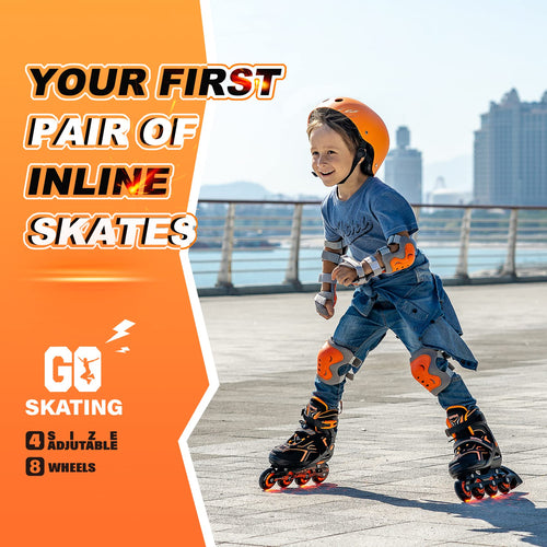 2Pm Sports Torinx Boys Adjustable Inline Skates, Fun Beginner Roller Skates For Kids, Youth, Girls, Men And Women - Orange Large