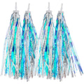 Kasteco 2 Pairs Bicycle Tassel Ribbon Bike Handlebar Scooter Streamers (Blue Silver)
