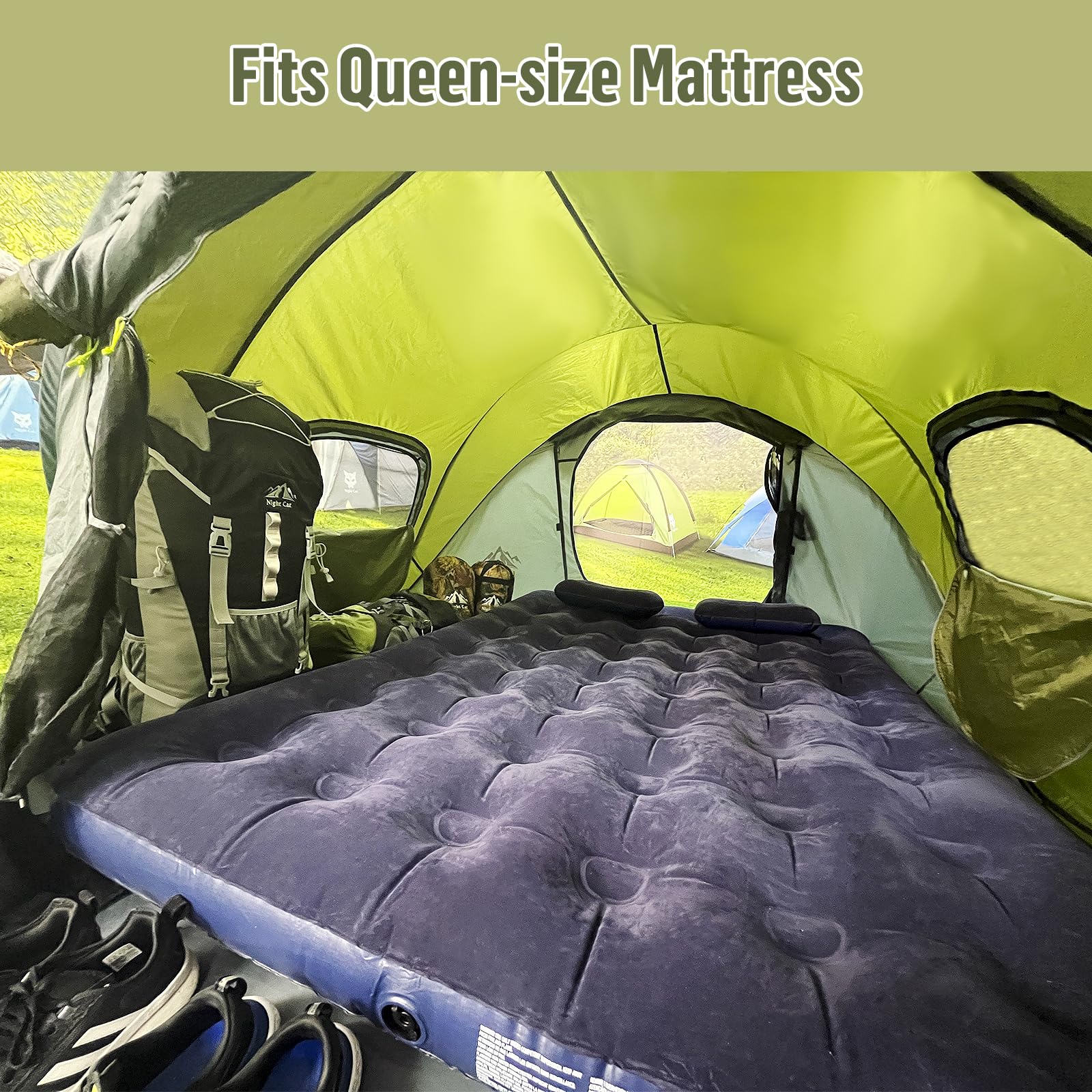 Night Cat Pop-Up Camping Tent: 2 Person Tent Waterproof Instant Easy Setup Family Tent