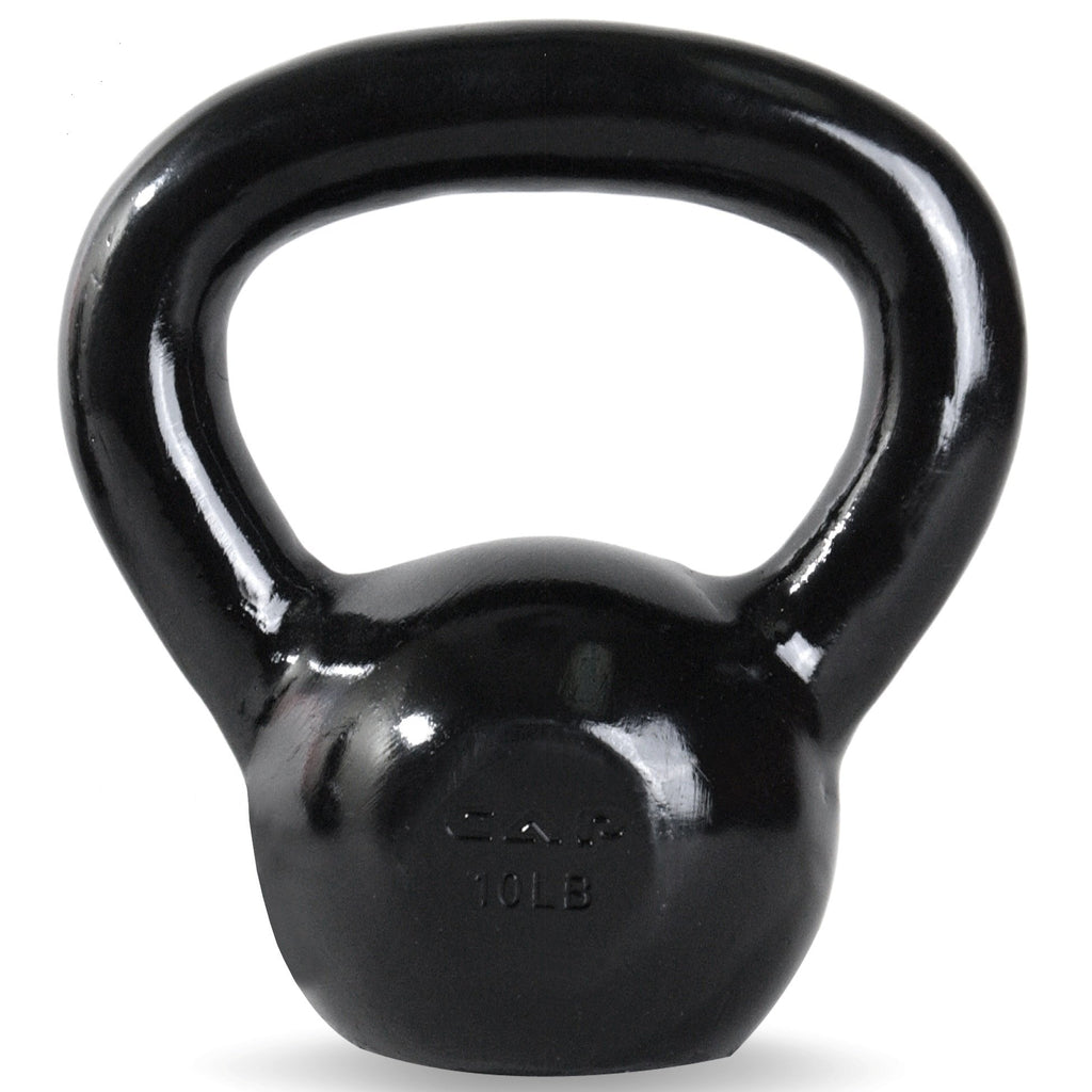 Cap Barbell Black Enamel Coated Cast Iron Kettlebell, 10 Lb