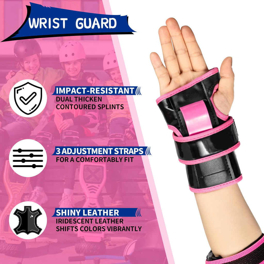 2Pm Sports Knee Pads For Women, Wrist Guards Knee And Elbow Pads Set With Drawstring Bag, Protective Gear Set For Girls Kids Rol