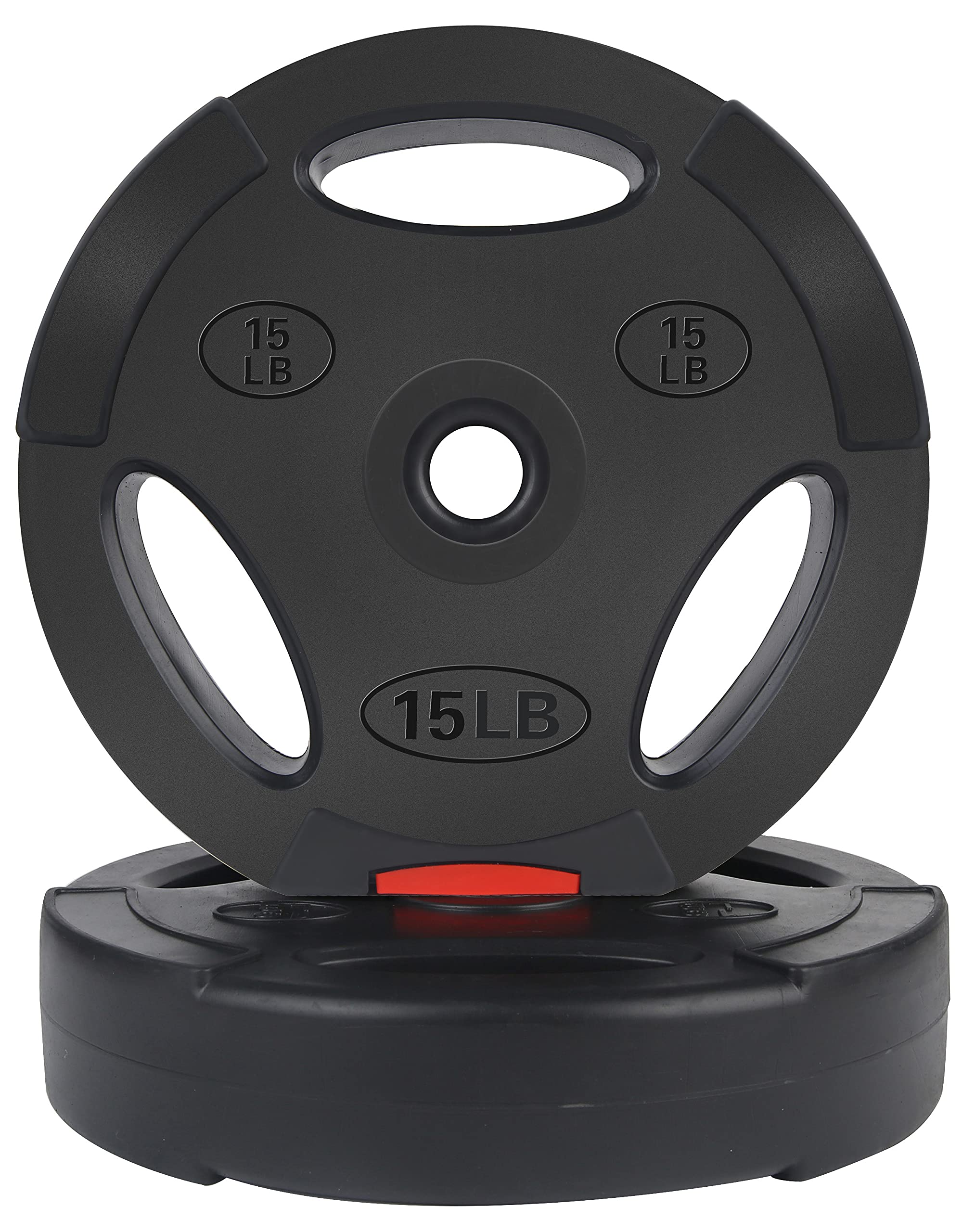 Balancefrom Vinyl Standard 1-Inch Plate Weight Plate For Strength Training And Weightlifting, 15-Pound, Pair