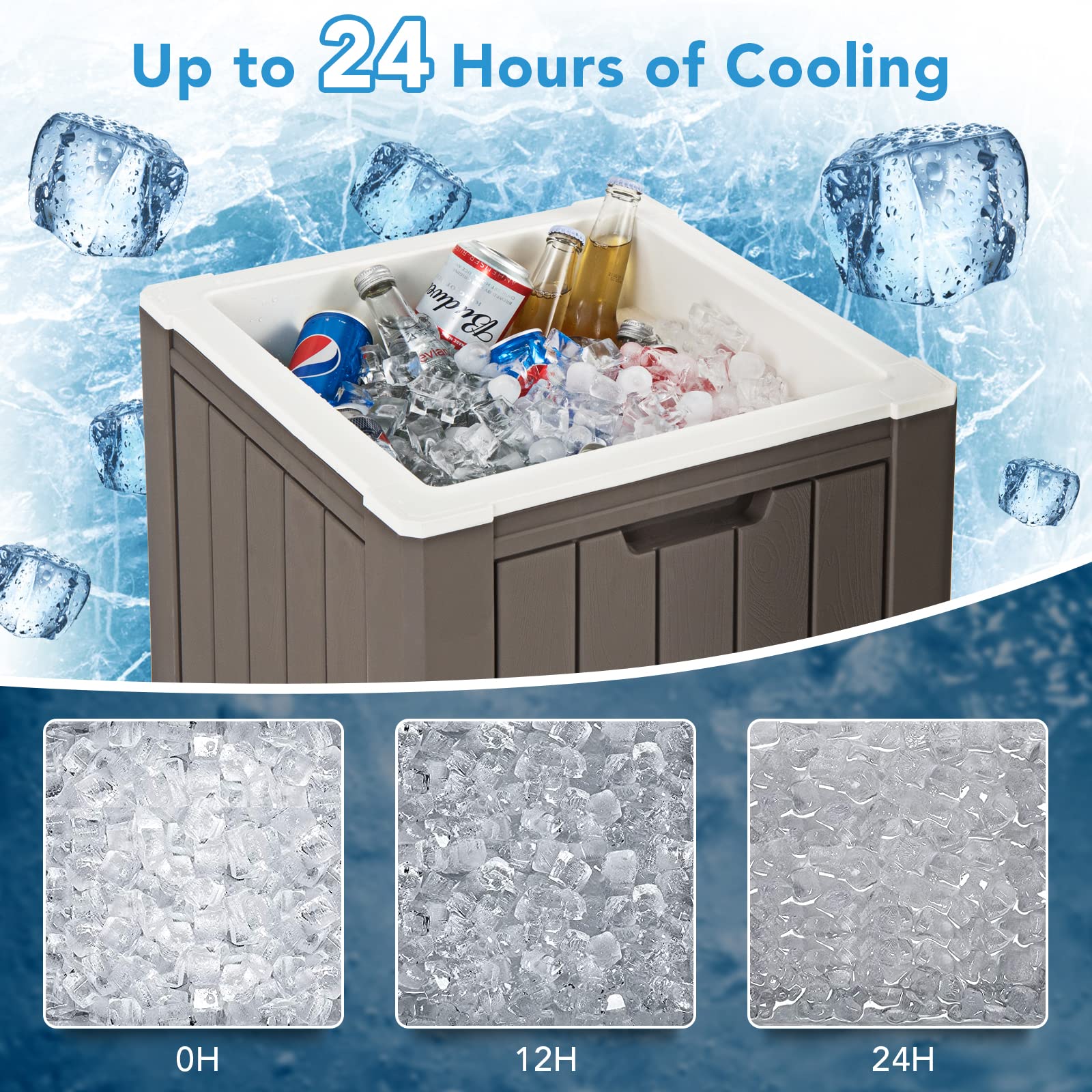 Gymax Camping Cooler, Insulated 40 Qt Heavy Duty Ice Chest With Built-In Handles And Detachable Lid, Keeps Ice For 24H, Multifun