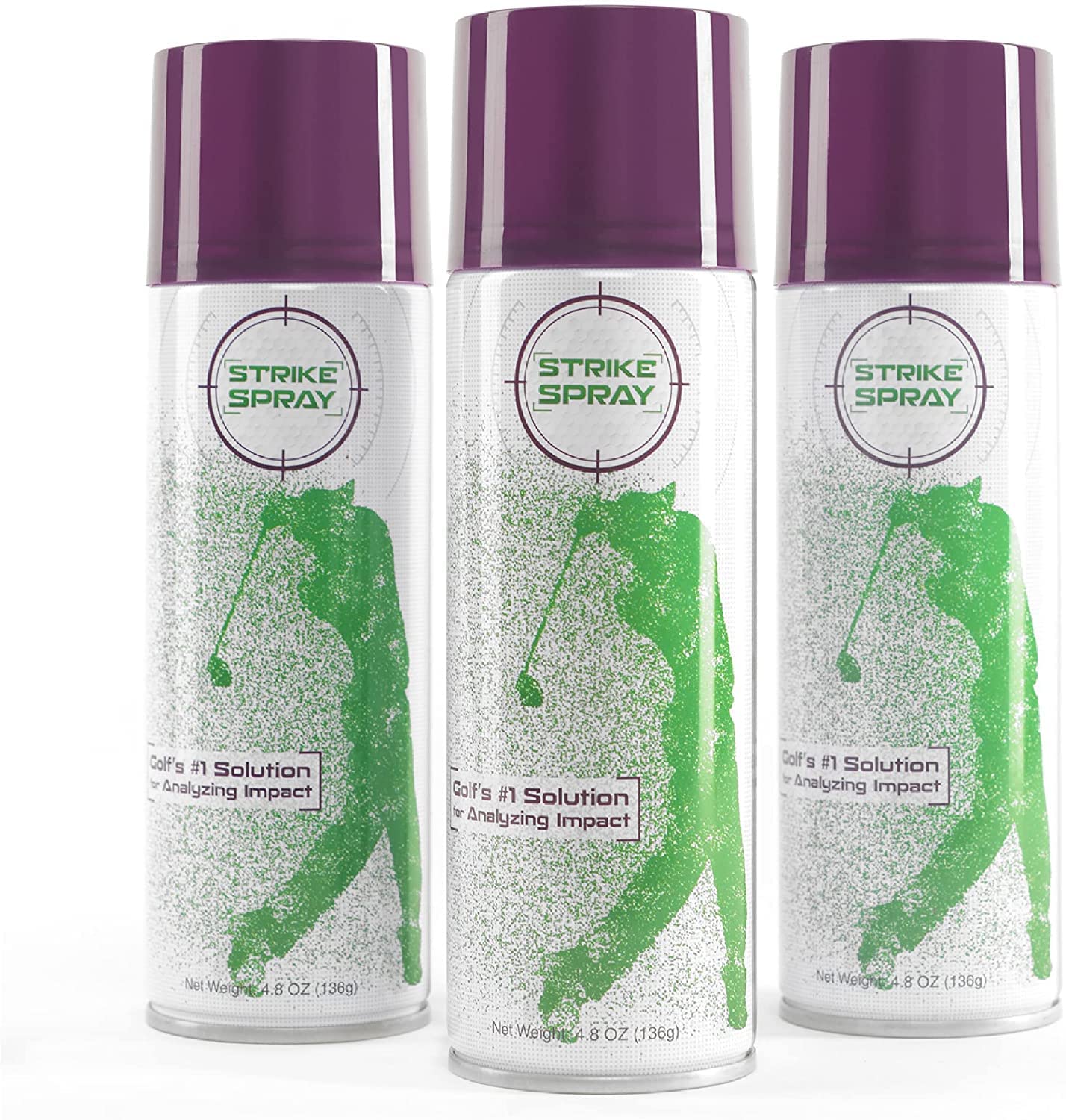 Strike Spray Golf Club Impact Spray - 3 Pack - Swing Impact Golf Training Aid, Golfs #1 Impact Spray for Club Face, Dries Quick