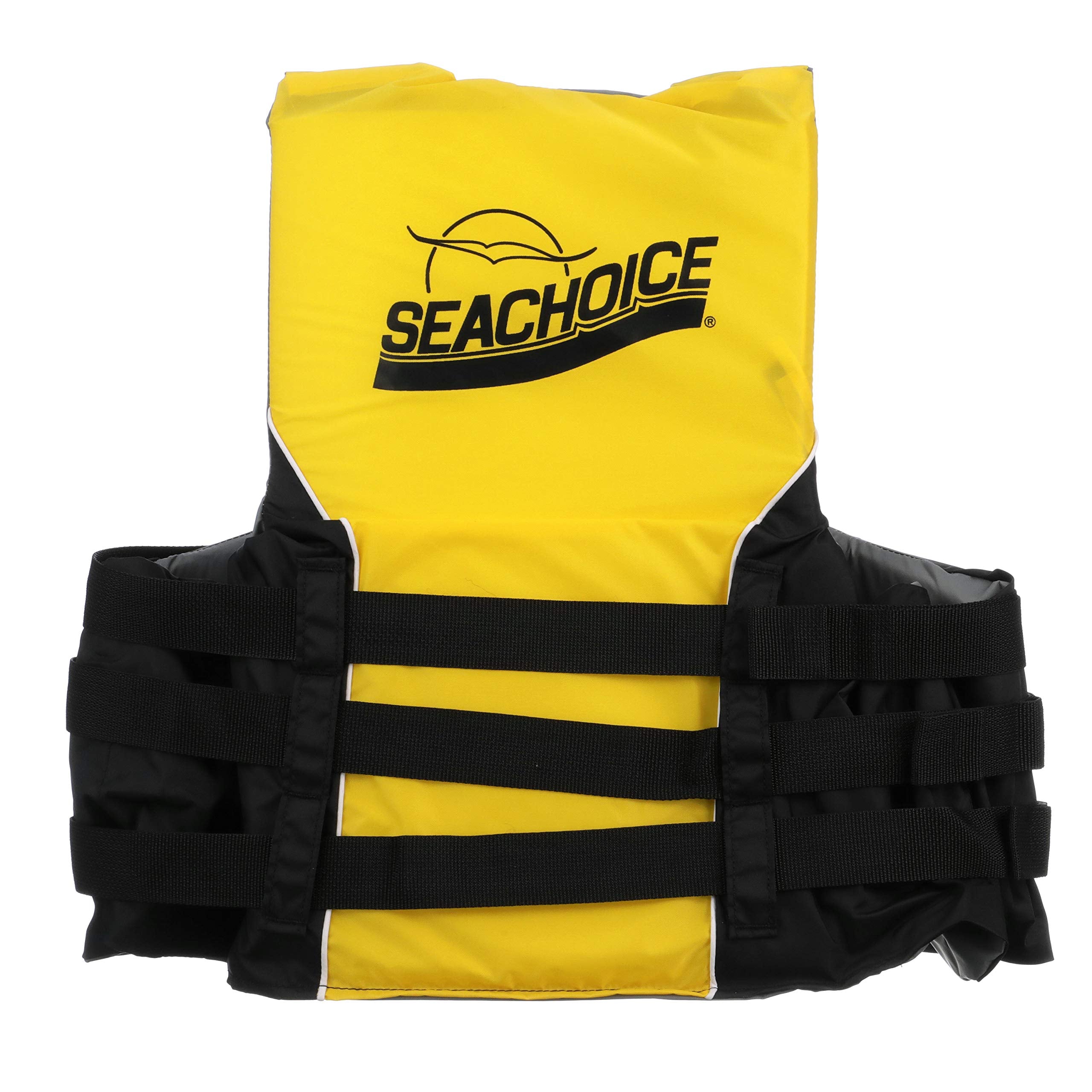 Seachoice Level 70 Life Jacket, Deluxe Adjustable 4-Belt Ski Vest, Yellow And Black, Size Xxl/Xxxl, 50-60 In. Chest