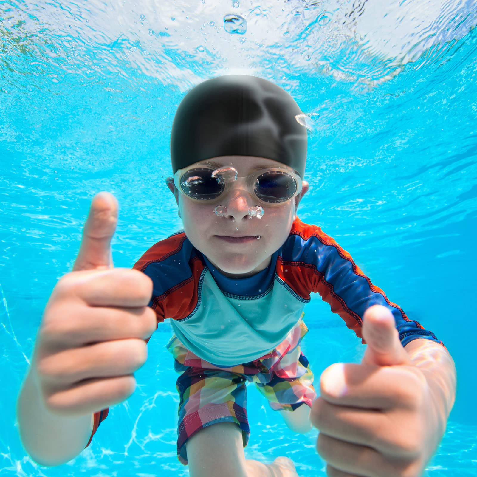 3 Pcs Swim Cap Kids Waterproof Silicone Swimming Caps For Girls Boys Aged 2-10 Pool Swim Hat For Toddler Children (Stylish Color
