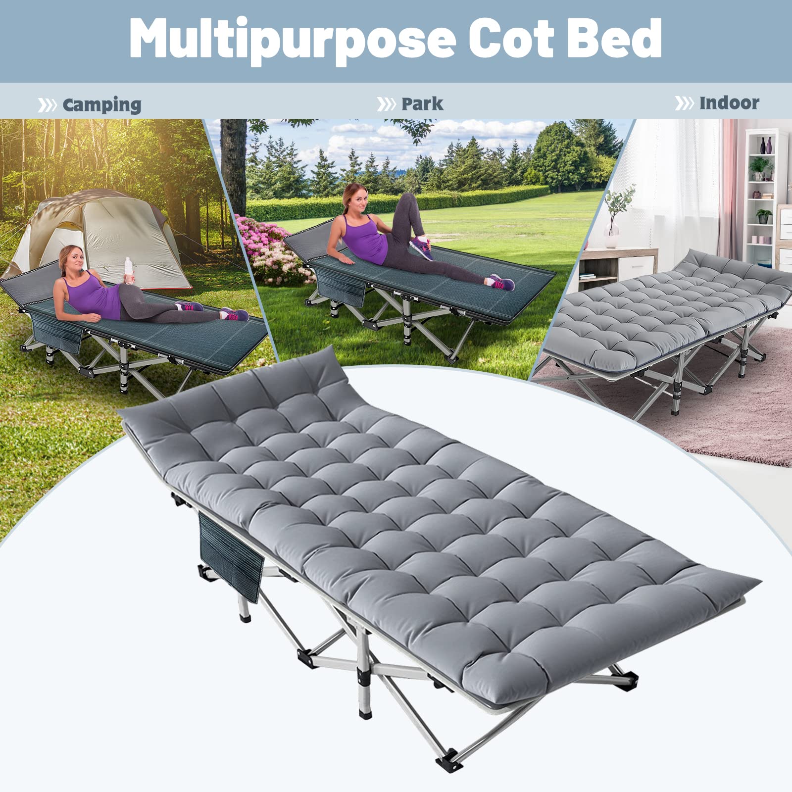 Slsy Folding Camping Cot Xl, Folding Cot Camping Cot For Adults Portable Folding Outdoor Cot With Carry Bags For Outdoor Travel
