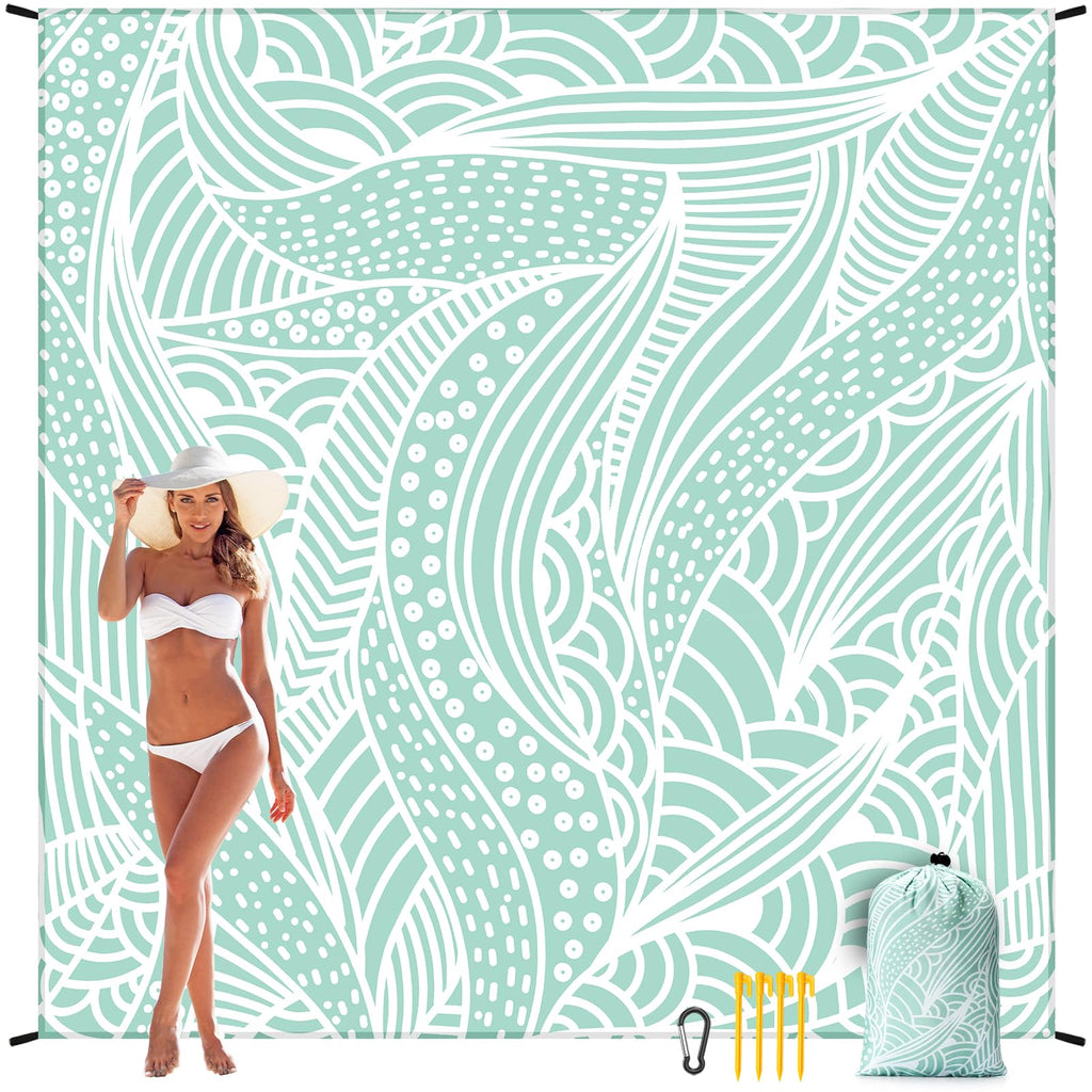 Hihoho Beach Blanket, Sandproof Beach Mat, Waterproof Quick Drying Lightweight Outdoor Picnic Mat 79 ''X108 '' For 2-5 Adults Wi