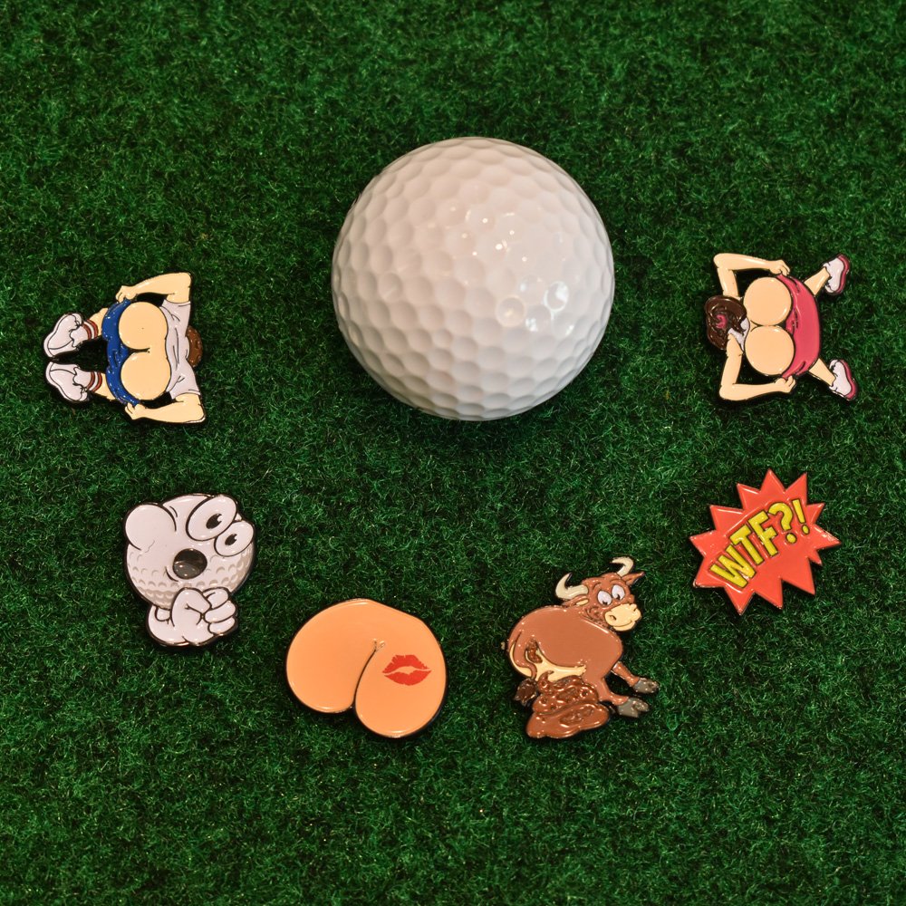 Andoji Golf Gift Golf Ball Marker Sets With Magnetic Hat Clip (Obscene Gestures)