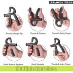 Exology Fitness Grip Strength Trainer 11Lbs-132Lbs (5Kg-60Kg)- Non Slip Hand Grip Strengthener With Stainless Steel Spring For I