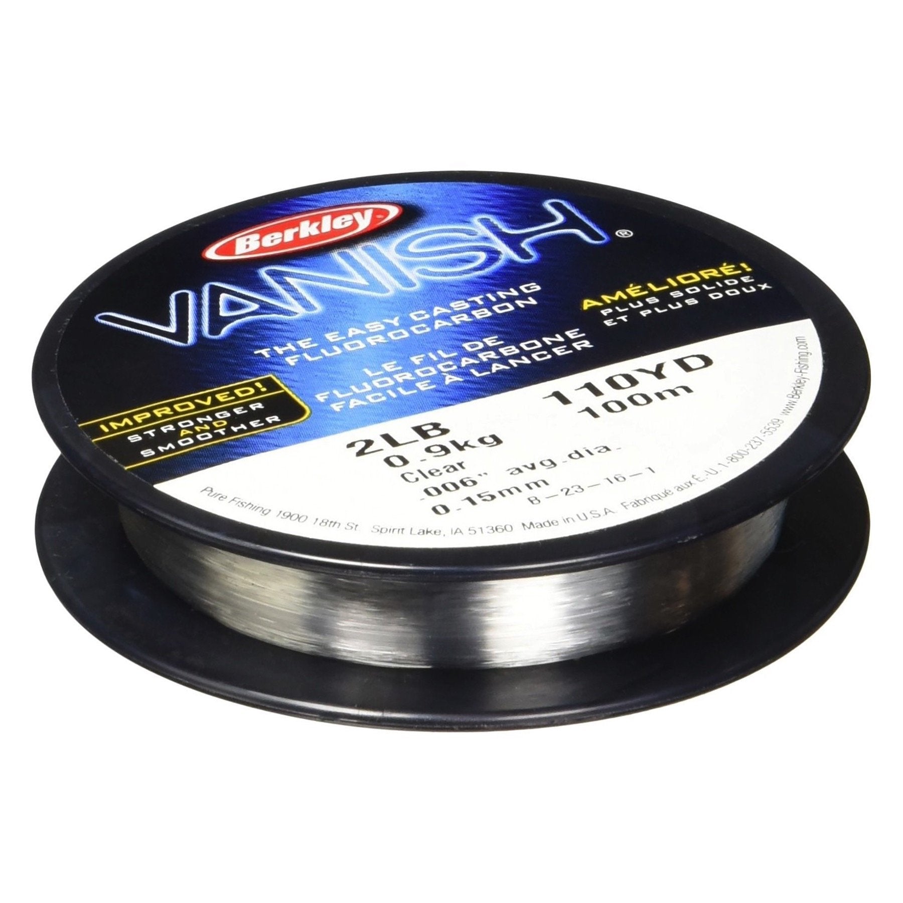 Berkley Vanish, Clear, 2Lb | 0.9Kg, 110Yd | 100M Fluorocarbon Fishing Line, Suitable For Saltwater And Freshwater Environments
