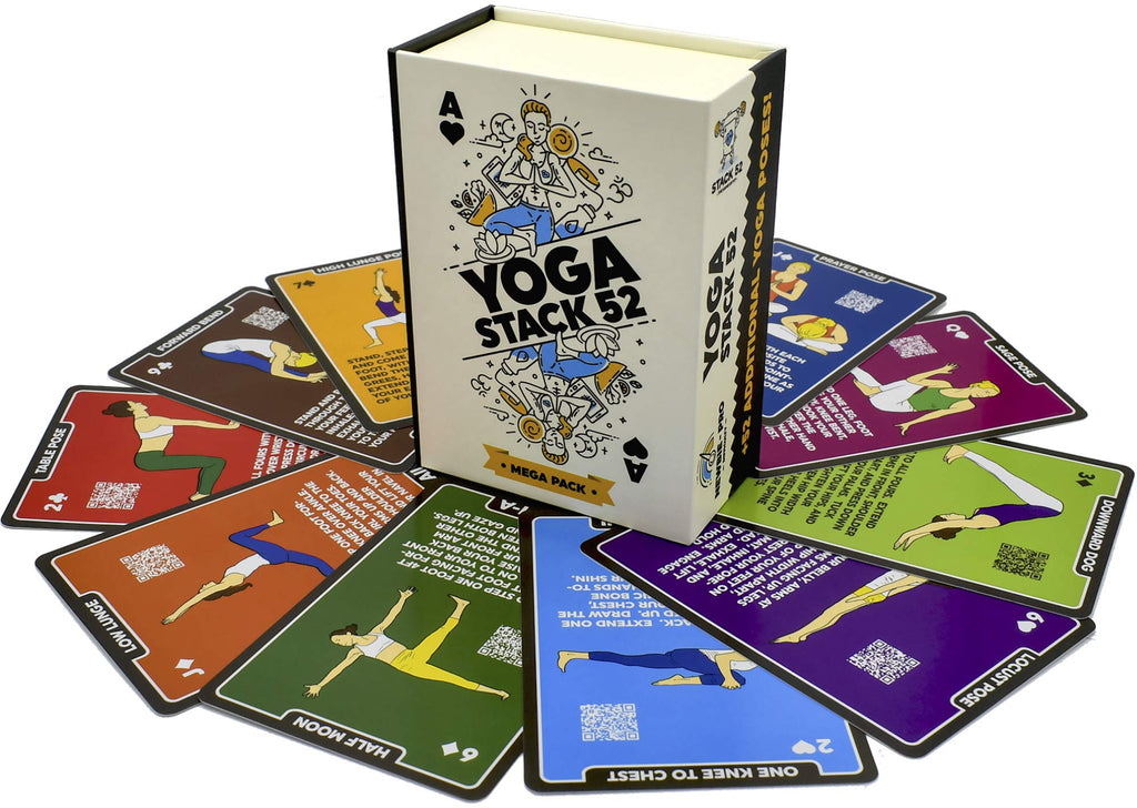 Stack 52 Yoga Exercise Cards: Designed By Certified Yoga Instructor. Video Instructions Included. Beginner To Advanced Poses And