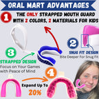 Oral Mart Usa Flag Strapped Youth Mouth Guard For Kids - American Flag Sports Mouthguard With Strap For Ice Hockey, Football, La