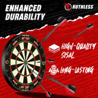 Ruthless Hot Shot Dart Board  Endurance Round Wire Sisal Dartboard Including 2 Sets Of Steel Tip Darts (Db073)