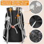 ZOMAKE Lightweight Packable Backpack 30L, Foldable Hiking Backpacks Water Resistant Compact Folding Daypack for Travel(Pure Blac