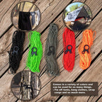 Paracord Planet Reflective Rope With Guyline Adjuster Kit Line Tensioner For Tarps Tents Outdoors Camping Cord (50 Feet - Black)