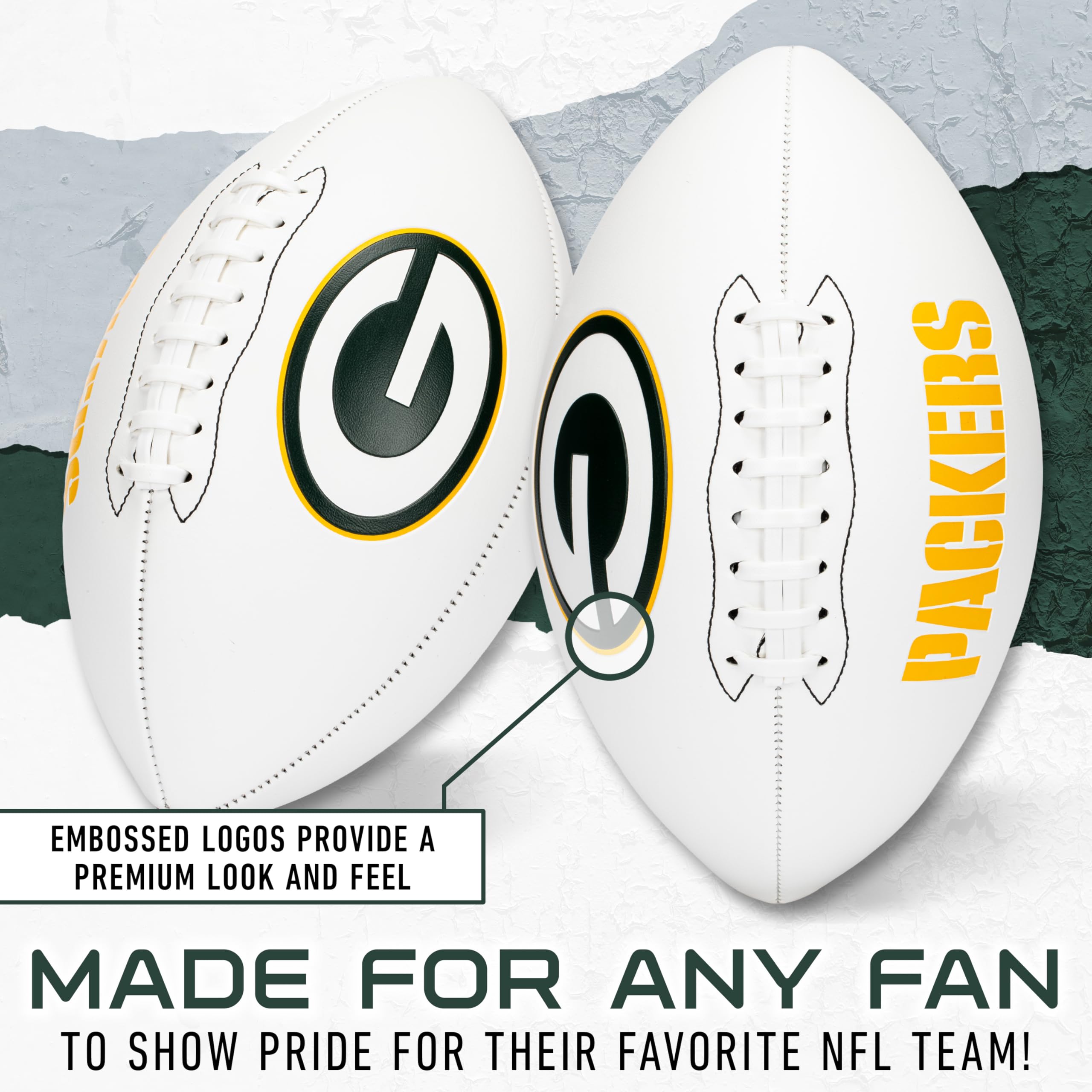 Franklin Sports Nfl Green Bay Packers Autograph Football - Official Size White Panel Souvenir Football For Autographs + Signatur